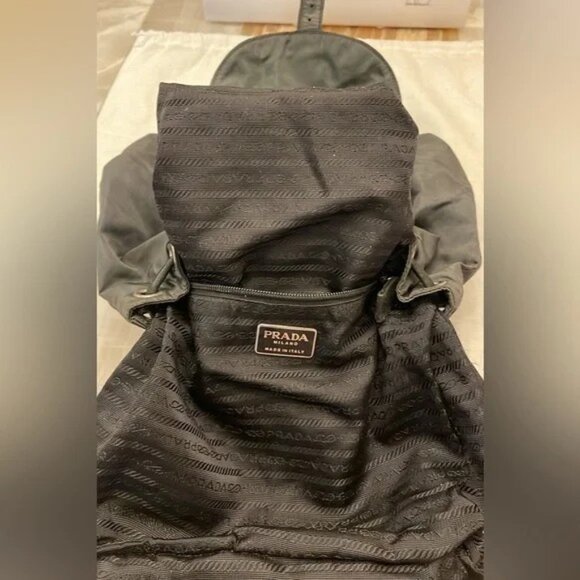 Rare Vintage Prada Small Tessuto Backpack Bag with Chain B4821 - Picture 9 of 16